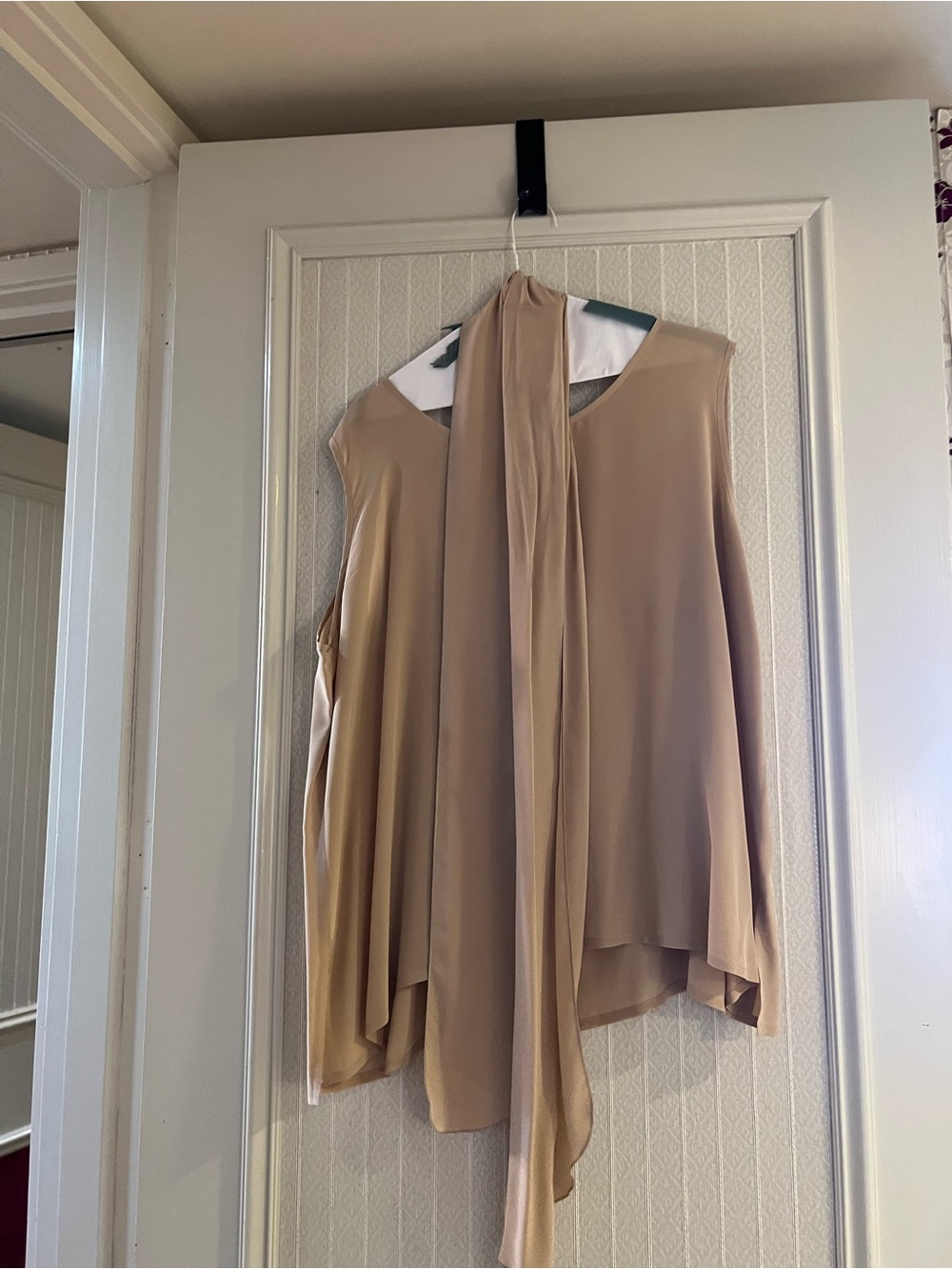 Sleeveless Tie-Neck Women’s Top in Beige